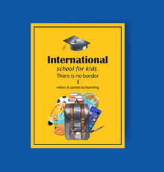 School Poster Design With Mortar Board Cart Globe