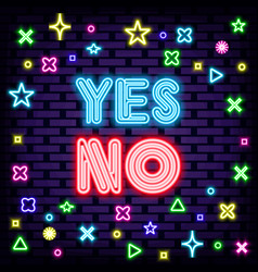 Yes Or No Badge In Neon Style On Brick Wall