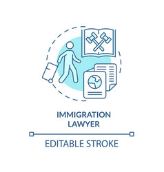 Immigration Lawyer Turquoise Concept Icon