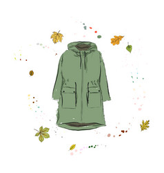 Parka Jacket Of Green Color Outerwear