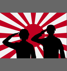 Silhouette Japan Soldier On Rising Sun Japan Flag