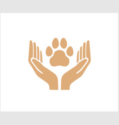 Hands Holding Dog Paw Logo Symbol Icon