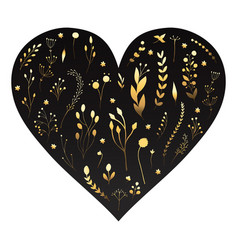 Heart Template Decorated With Gold Colored Plants