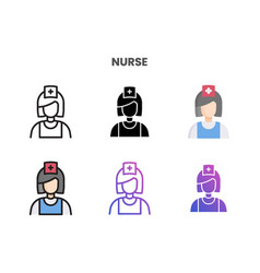 Nurse Icons Set With Different Styles