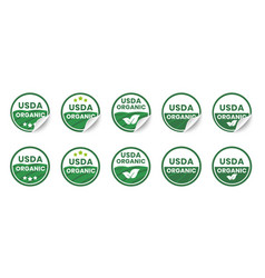 Usda Organic Certified Icons Set Realistic