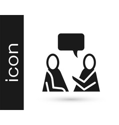 Black Two Sitting Men Talking Icon Isolated