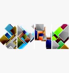 Color Glass Glossy Square Composition Poster Set