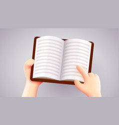 Cute 3d Hands Holding Book Reading Concept