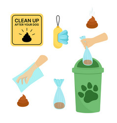 Set Of Cleaning Up After Dog Bags Sign Poop