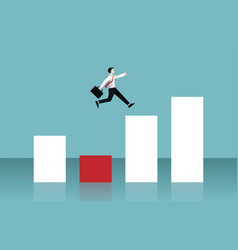 Businessman Jumping Over Bar Chart Concept