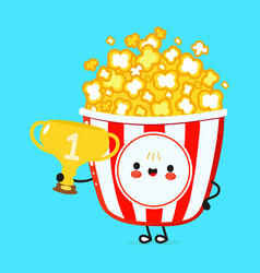 Cute Funny Popcorn Hold Gold Trophy Cup