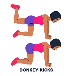 Donkey Kicks Sport Exersice Silhouettes Of Woman