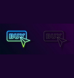 Glowing Neon Line Buy Button Icon Isolated On