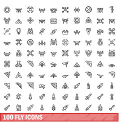 100 Fly Icons Set Outline Style