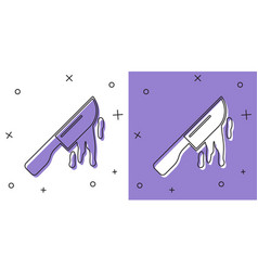 Set Bloody Knife Icon Isolated On White And Purple