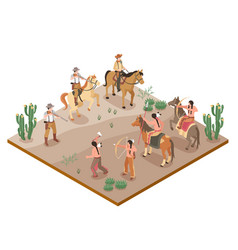 Wild West Isometric Composition