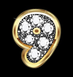 0 number gold and diamond bling Royalty Free Vector Image