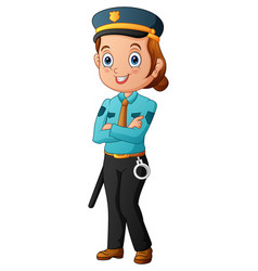 Cartoon Smiling Police Woman