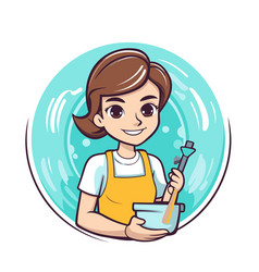 Cleaning Service Smiling Woman In Apron