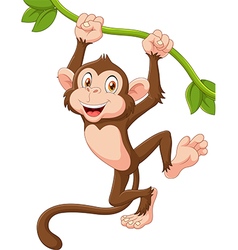 Cute monkey cartoon hanging Royalty Free Vector Image