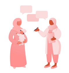 Muslim Mother In Hijab With Baby On Health Checkup