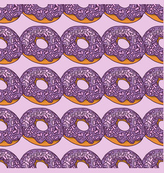 Seamless Pattern With Hand Drawn Purple Donuts