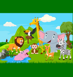 Cartoon Cute Wild Animal In The Jungle