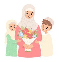 Happy Islamic Family Cute Muslim Woman Mother