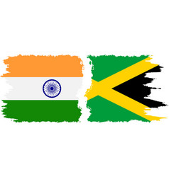 Jamaica And India Grunge Flags Connection