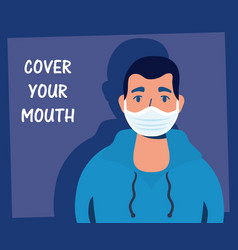 Man Using Face Mask With Cover Your Mouth