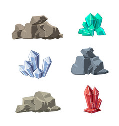 Cartoon Minerals And Stones Set