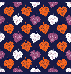 Seamless Pattern From Orange White Violet Leaves