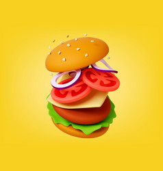 Tasty Burger 3d Concept Render Fast Food Sandwich