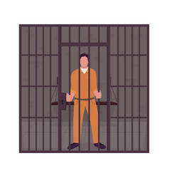 Male Prisoner In Jail Semi Flat Color Character