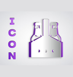 Paper Cut Pack Of Beer Bottles Icon Isolated