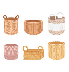 Set Of Wicker Baskets With Varying Sizes