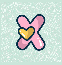 Unicorn Font Pink Letter X With Heart