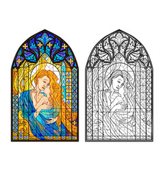 Virgin Mary And Child Gothic Stained Glass