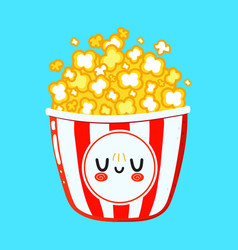 Cute Funny Popcorn Character Hand Drawn