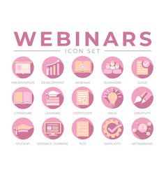 Feminine Webinar Icon Set For Women Presentation