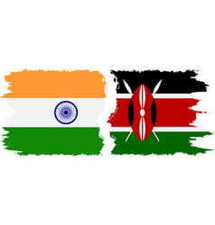 Kenya And India Grunge Flags Connection