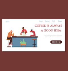 Web Banner Template With Barista Serving Customer