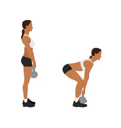 Woman Doing Kettlebell Deadlift Exercise