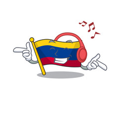 Listening Music Flag Colombia Mascot Shaped