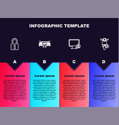 Set Line Open Padlock Computer Api Interface