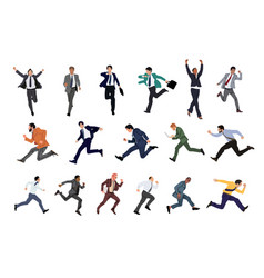 Set Of Business Characters Running Isolated