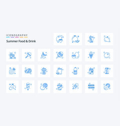 25 Summer Food Drink Blue Icon Pack