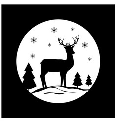 Black Silhouette Deer In A White Circle