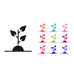 Black Volunteer Team Planting Trees Icon Isolated