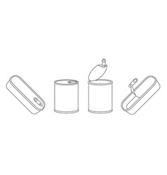 Metal Can Isolated Outline Set Icon